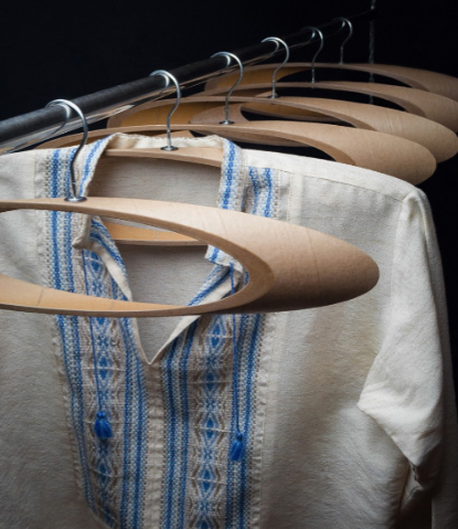 These clothes hangers are made from recycled cardboard tubes